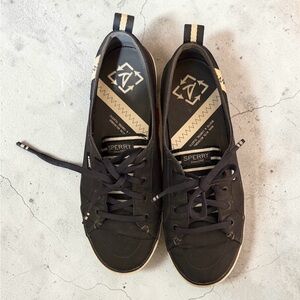 Sperry Women's Canvas Sneakers Size 7.5 Black Eco Marine Plastic Casual Shoe